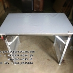 โต๊ะพับโฟเมก้า หน้าขาวเงา ขาชุบโครเมียม