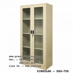 ตู้เอกสารเหล็ก บานเปิดสูงกระจกมือจับฝัง ยี่ห้อ Zingular ZSG-756