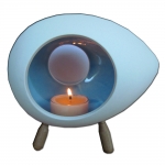 เชิงเทียน ที่วางเทียนหอม อโรม่า เซรามิค รูปทรงไข่ (สีฟ้า) Handmade Ceramic Tealight Candle Holder (Oval Shape)