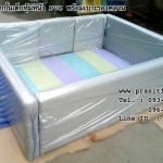 คอกกั้นเด็กหุ้มหนัง PVC พร้อมเบาะรองคลาน มีประตูเปิด-ปิด