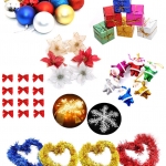 X'mas ของตกแต่งต้นคริสต์มาสชุดเล็ก อุปกรณ์ประดับตกแต่งคริสต์มาส-ปีใหม่ สายรุ้ง ลูกบอล กล่องของขวัญ โบว์ ตุ๊กตาซานตาครอส ไฟประดับต้นคริสมาส เกล็ดหิมะ Christmas Tree Decoration Set - Small Ornament Set