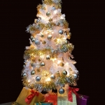 [5 ฟุต / 1.5 ม.] ต้นคริสมาสต์สีขาวพร้อมของตกแต่งธีมสีล้วน ต้นคริสมาสปลอมชนิดพุ่มหนา ต้นคริสต์มาสขนาดกลาง 5' / 1.5M Christmas Tree