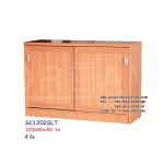 ตู้รองเท้า 120 ซม. ประตูคาดไม้ระแนง บานเลื่อน รุ่น SC1202SLT