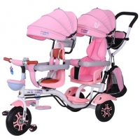 TP 21523 รถสามล้อเด็กแฝด มัลติฟังชั่น2in1 สีชมพู