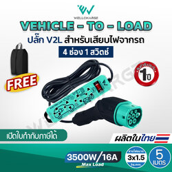 VEHICLE-TO-LOAD ปลั๊ก V2L สำหรับเสียบไฟจากรถ IEC53 3x1.5 Sq.mm. 3500W.16A ยาว 5 M. เต้ารับ 4 ช่อง/ 1 สวิตซ์