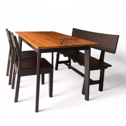 ชุดโต๊ะกินข้าวไม้สัก สีทูโทน