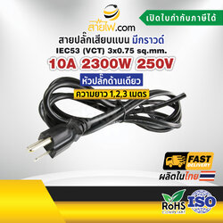 สายไฟพร้อมปลั๊ก สายปลั๊กเสียบแบน มีกราวด์ IEC53(VCT) 3x0.75 sqmm.(หัวปลั๊กด้านเดียว)