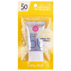 Cathy Doll Ultra Light Sun Fluid SPF50+ PA++++ 15 ML. เคที่ดอลล์ กันแดดเนื้อเซรั่ม อัลตร้าไลท์ซันฟลูอิด เอสพีเอฟ50+ พีเอ++++ ไซส์เล็ก 15 มล.