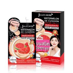 (ยกกล่อง) Jula's Herb Watermelon EE Cushion SPF50 PA+++ จุฬาเฮิร์บ อีอีคูชั่นคุมมันแตงโม SPF50 PA+++ ปกปิดทุกรอย คุมมัน (ยกกล่อง 6มล.x6ซอง)