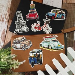 รถ ท่องเที่ยว สติกเกอร์ เคลือบกันน้ำ ลายแนวๆ ไดคัท ติดกระเป๋าเดินทาง โน้ตบุ๊ค เคสโทรศัพท์ กระบอกน้ำ Waterproof Decal Sticker