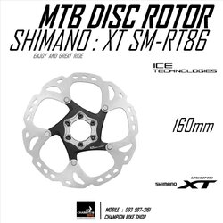 ใบดิส XT 6รู 160mm เสือภูเขา SHIMANO : XT SM-RT86 6-BOLT DISC ROTOR (รวม2ใบ หน้า+หลัง)