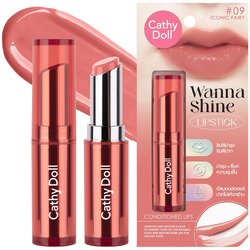 CATHY DOLL Wanna Shine Lipstick 3g. New Color #09 ICONIC FAIRY เคที่ดอลล์ วันนาไชน์ ลิปสติกเนื้อวาว บำรุงริมฝีปาก 3g. เฉดสีใหม่ สี 09 ICONIC FAIRY