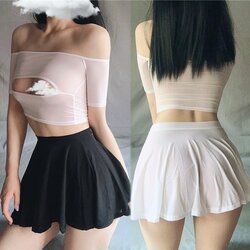 L352 กระโปรงบานสั้นเซ็กซี่ กระโปรงบานสั้นๆเซ็กซี่ๆมาในแบบผ้ายืดเนื้อบางนิ่ม สวมใส่สบายๆตามรูปถ่ายสินค้าจริงเลยค่ะ ***เฉพาะกระโปรงสั้นไม่รวมอุปกรณ์สวมใส่อย่างอื่น