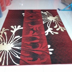 พรมทอลาย โมเดิร์น สีแดง-ดำ