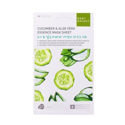 Baby Bright Cucumber & Aloe Vera Essence Mask Sheet 20G เบบี้ไบร์ท คูคัมเบอร์แอนด์อโลเวร่าเอสเซนต์มาส์กชีท 20G สูตรเติมความชุ่มชื่น ผิวฉ่ำน้ำ จำนวน 1 ชิ้น ขนาด 20 กรัม/ชิ้น