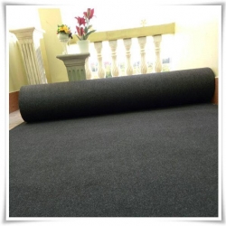 ขายพรมปูพื้น พรมอัดเรียบ สีเทาดำ หนา 3-3.5มิล กว้าง 2m.