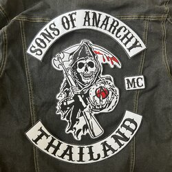 Set 4 ชิ้น Sons Of Anarchy ตัวรีดติดเสื้อ อาร์มรีด อาร์มปัก ตกแต่งเสื้อผ้า แจ๊คเก็ตยีนส์ Embroidered Iron on Patch ขนาดใหญ่