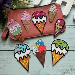 ไอติม ไอศกรีม ตัวรีดติดเสื้อ อาร์มรีด อาร์มปัก ตกแต่งเสื้อผ้า หมวก กระเป๋า แจ๊คเก็ตยีนส์ Food, Drink Embroidered Iron on Patch