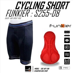 กางเกงปั่นจักรยาน ขาสั้น เป้าเจล FUNKIER : S255-D8 K-PRO GEL PAD CYCLING SHORT