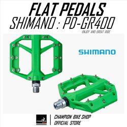 บันไดเสือภูเขา บันไดทัวร์ริ่ง บันไดซิตี้ไบค์ SHIMANO : PD-GR400 AM TL MTB FLAT PEDALS สีเขียว