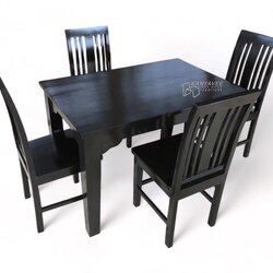 ชุดโต๊ะเก้าอี้ไม้สัก 4ที่นั่ง สีดำ