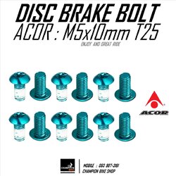 น็อตยึดใบดิส สีฟ้า ACOR : DISC BRAKE BOLT SET M5x10mm. T25 BLUE COLOR