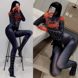 L348 จั๊มสูทอนิเมะเซ็กซี่ บอดี้สูทใส่เต็มตัวเป็นผ้ายืดเนื้อนิ่ม ตัวชุดเป็นแบบปิดหุ้มมือหุ้มเท้าทั้งหมด ช่วงเป้าเป็นซิป2หัวคุมหน้าหลังรูดเปิดเป้าได้ ด้านหลังเป็นซิปรูดได้ประมาณกลางหลังตามรูปเลยค่ะ