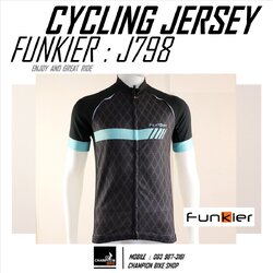 เสื้อจักรยาน FUNKIER : J798 TIVOLI MEN PRO SS CYCLING JERSEY สีดำ-ฟ้า