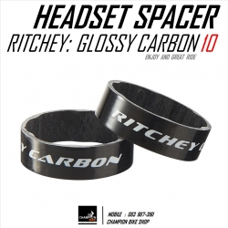 แหวนรองคอคาร์บอน RITCHEY : GLOSSY CARBON 10mm. HEADSET SPACER SET 1-1/8" สีดำเงา