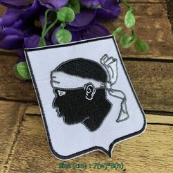 Clearance ธงชาติ Corsica ตัวรีดติดเสื้อ อาร์มรีด อาร์มปัก ตกแต่งเสื้อผ้า หมวก กระเป๋า แจ๊คเก็ตยีนส์ Embroidered Iron on Patch