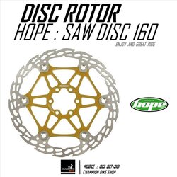 ใบดิส HOPE : SAW FLOAT BIKE DISC BRAKE ROTOR 160mm 6รู สีทอง (2ใบ)