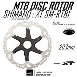 ใบดิส XT 203mm เสือภูเขา SHIMANO : XT SM-RT81 CENTER LOCK DISC ROTOR (รวม2ใบ หน้า+หลัง)