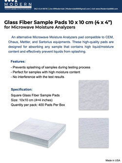 Glass Fiber Sample Pads for Moisture and Solids Analysis 10x10cm (400pads/pack), "PreciPad"