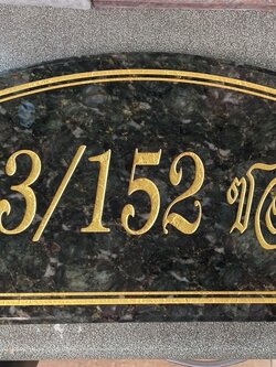 ป้ายเลขที่บ้านหินอ่อน กัดกรดลงสี