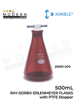 500mL. RAY-SORB® ERLENMEYER FLASKS with PTFE Stopper