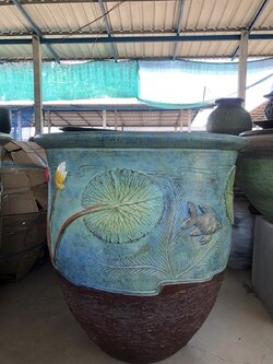 กระถามบัวทรงสูง ติดลายใบบัว