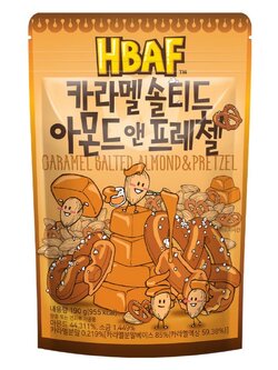 (ห่อใหญ่) Tom's Farm Honey Butter Almond #Caramel Al&Pretzel อัลมอนด์เกาหลี ทอมส์ ฮันนี่ บัตเตอร์ ขนมถั่วอัลมอนด์ อัลมอนด์อบสไตล์เกาหลี Toms HBAF รสอัลมอนด์เคลือบคาราเมล และเพรสเซล 190g