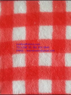ผ้าขนสั้นสองหน้าลายตาราง สีสด coral fleece print ผ้าทำผ้าห่ม ผ้าทำหมอน ผ่้าทำเสื้อคลุม ผ้าทำเสื้อหนาว หน้าผ้า 62'