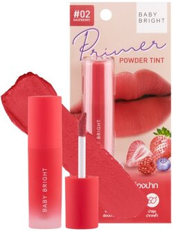 Baby Bright Primer Powder Tint Lip #02 Raspberry 2.4 G. ลิปเบบี้ไบรท์ ลิปไพรเมอร์ พาวเดอร์ ทินท์ ลิปทินท์เนื้อแป้ง แมทท์ นุ่มละมุน สี 02 Raspberry 2.4 กรัม