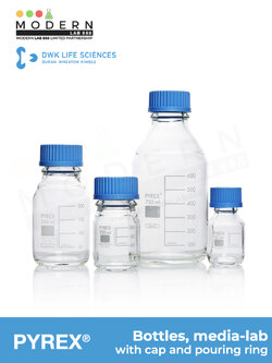 ขวดมีเดีย / Bottles, media-lab, with cap and pouring ring, PYREX