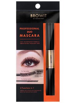 Browit ByNongchat Professional Duo Mascara 4+4G #SEXY BLACK บราวอิท โปรเฟสชั่นนอลดูโอ้มาสคาร่า 4+4G #เซ็กซี่แบล็ค มาสคาร่าปัดขนตาสองหัว สูตรกันน้ำ กันเหงื่อ