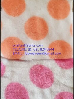 ผ้าขนสั้นสองหน้าลายวงกลมใหญ่สีสด coral fleece print ผ้าทำผ้าห่ม ผ้าทำหมอน ผ่้าทำเสื้อคลุม ผ้าทำเสื้อหนาว หน้าผ้า 62'