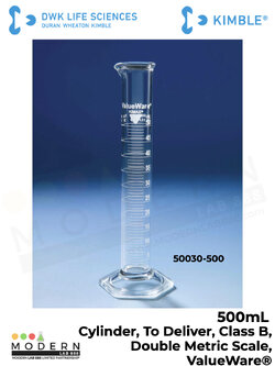 500mL., Cylinder, To Deliver, Class B, Double Metric Scale, ValueWare®