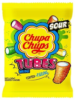 Chupa Chups Sour Tubes 90g จูปา จุ๊ปส์ เยลลี่ ผลไม้รวม รสเปรี้ยว ขนาด 90 กรัม