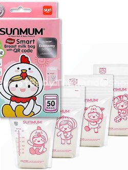 SunMum Smart Bag ถุงน้ำนม ขนาด 5orz 50ชิ้น ซันมัม ถุงเก็บน้ำนมแม่รุ่นใหม่ 5orz 50ชิ้น