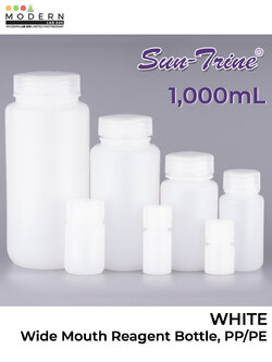 1,000ml. PP/HDPE, White Reagent Bottle