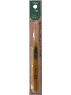 Clover 42-605 เข็มโครเชต์ soft touch aluminiumหัวทอง เข็มโครเชต์ เนื้ออลูมิเนียมด้ามทอง #5/0 หรือ 3มม.