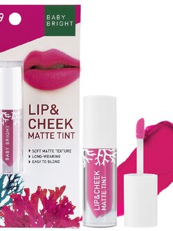 BABY BRIGHT LIP & CHEEK MATTE TINT 2.4G #09 Hot Coral ลิปเบบี้ไบร์ท ลิปทิ้น ทิ้นท์ เนื้อแมท ใช้ได้ทั้งปากและแก้ม 2.4 กรัม สี 09 ฮอตคอรัล