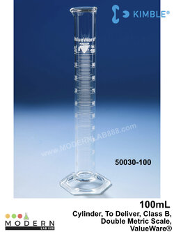 100mL., Cylinder, To Deliver, Class B, Double Metric Scale, ValueWare®