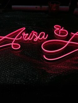 ป้ายไฟนีออนLED สีชมพู รองหลังอะคริลิใส3มิล